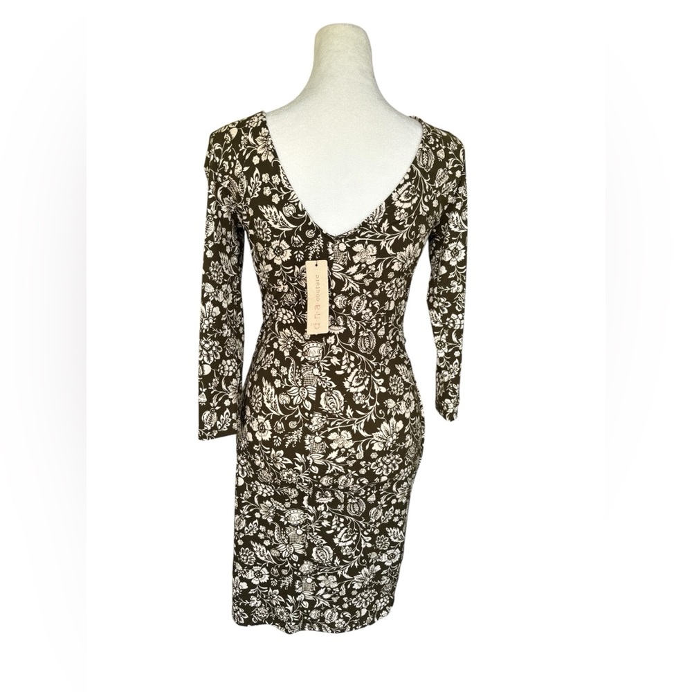 DNA Couture Green and White Ruched Wrap Dress - Picture 2 of 5
